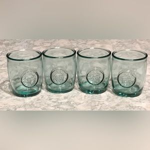 Set Of 4 San Miguel Authentic 100% Recycled Green Glass 4” Glasses